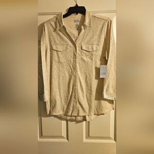Croft & Barrow , Knit , 3/4 sleeve  Button Down Striped Top